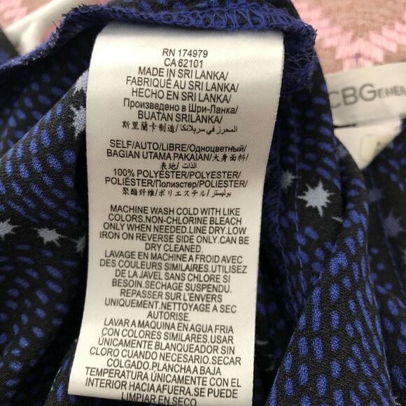 BCBGeneration Womens Star Print Long Sleeve Blouse Top Navy Blue Black Small - Picture 7 of 7
